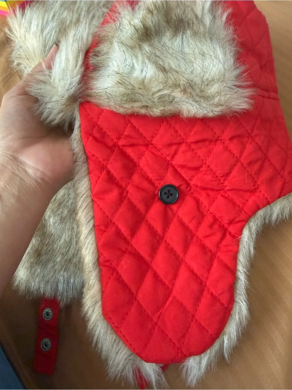Coca Cola Bright Red Quilted Trapper Hat with Faux Fur Trim